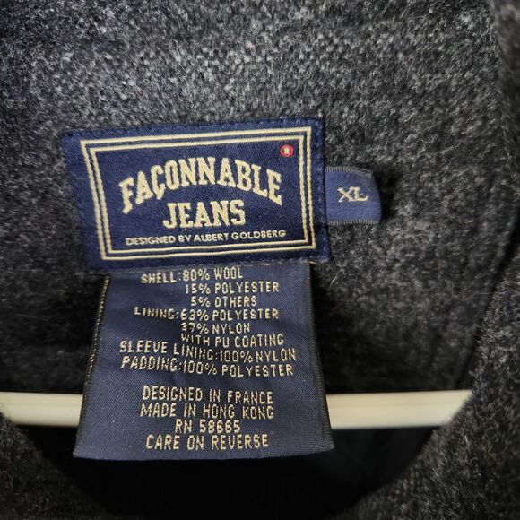 Vintage Faconnable Mens Wool Blend Full Zip Mock Neck Coat XL - Picture 5 of 9